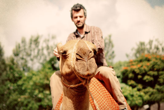 Shaun Groves on a camel