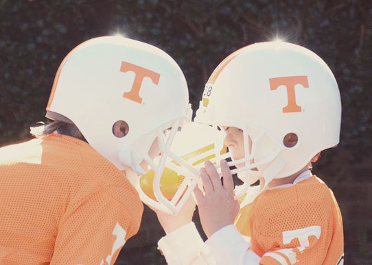 Boys in Tennessee Vols football uniforms