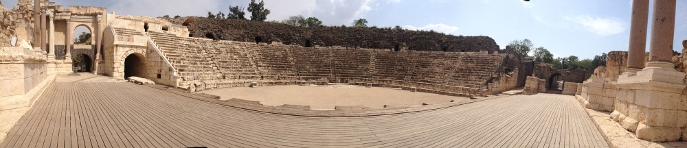 Panoramic of theatre from Roman era of Beth Shan (aka Beit Shean)